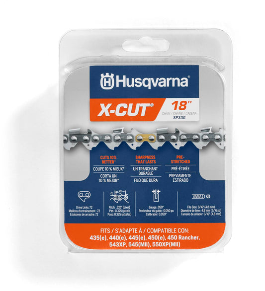 Husqvarna X-Cut SP33G 18 Inch Chainsaw Chain Replacement, .325" Pixel Pitch, .050" Gauge, and 72 Drive Links