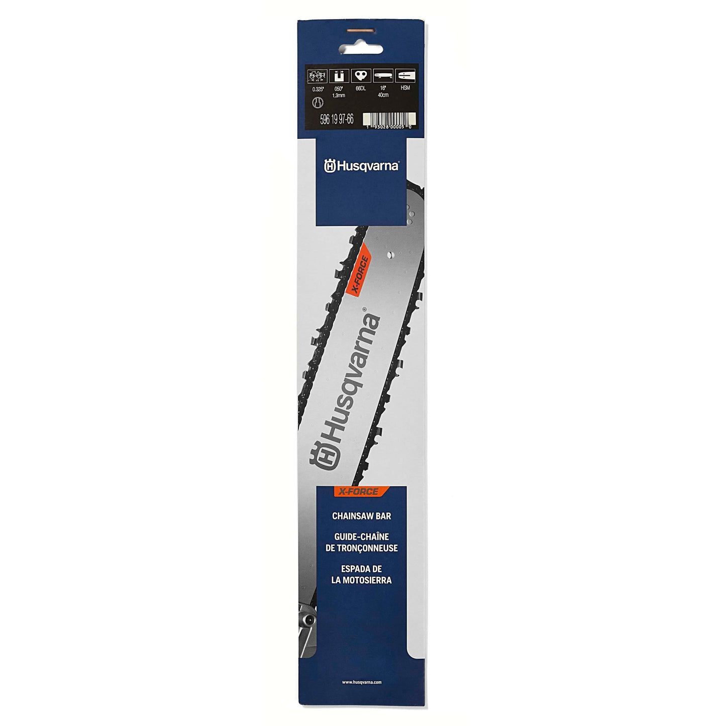 Husqvarna X-Force 16 Inch Laminated Chainsaw Bar, .325' Pitch .050" Gauge, 66 Drive Links