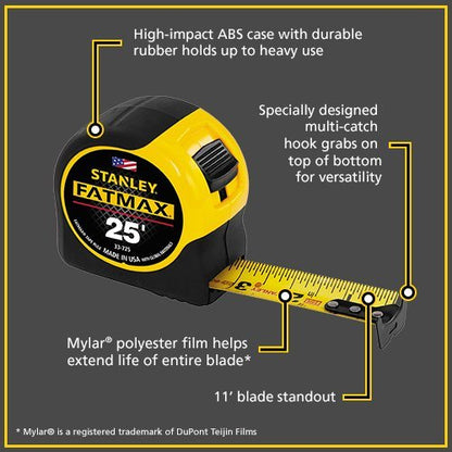 STANLEY FATMAX Tape Measure, 25-Foot, 4 Pack (33-725)