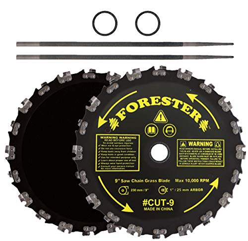 Forester Chainsaw Tooth 9" Brush Blade with 3/16" Round File 2 Piece Bundle, 2-Pack (2 Blades, 2 Fil