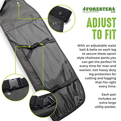 FORESTER Chainsaw Chaps for Men - Adjustable Belt - Chain Saw Chaps for Men, Apron Style W/Pocket, Chainsaw Safety Equipment
