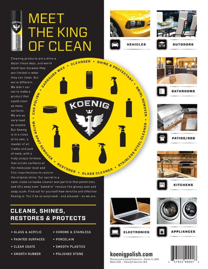 Koenig Spray Polish | Multipurpose Cleaner and Polish | Green-Based Polish Spray | Household Spray Polish and Cleaner | Multipurpose Polish for Home & Auto