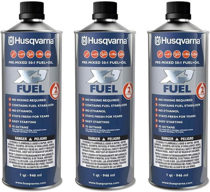 Husqvarna XP Pre-Mixed Fuel and Engine Oil Quart (3 Pack),Blue