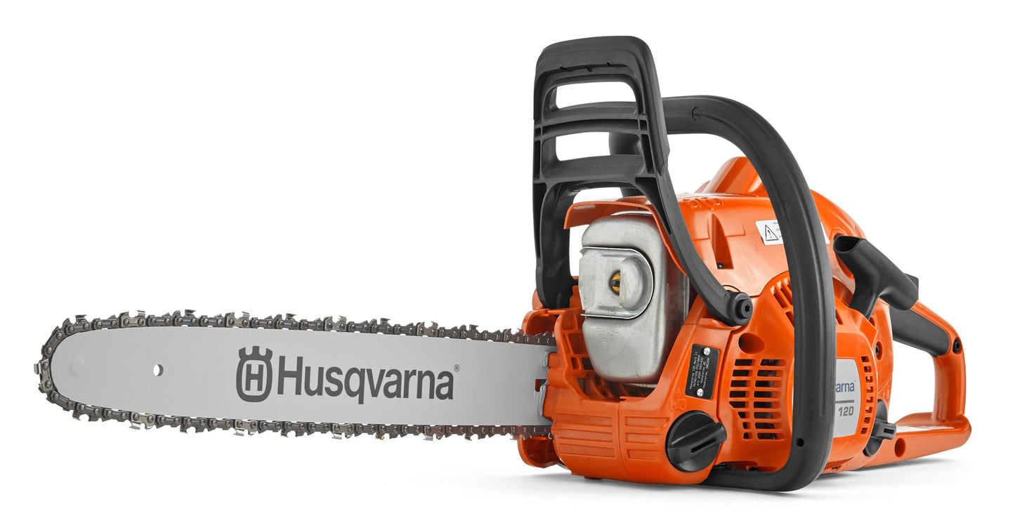 Husqvarna 120 Mark ll Gas Chainsaw, 38-cc 1.8-HP, 2-Cycle X-Torq Engine, 16 Inch Chainsaw with Automatic Oiler, For Wood Cutting, Light Felling and Limbing