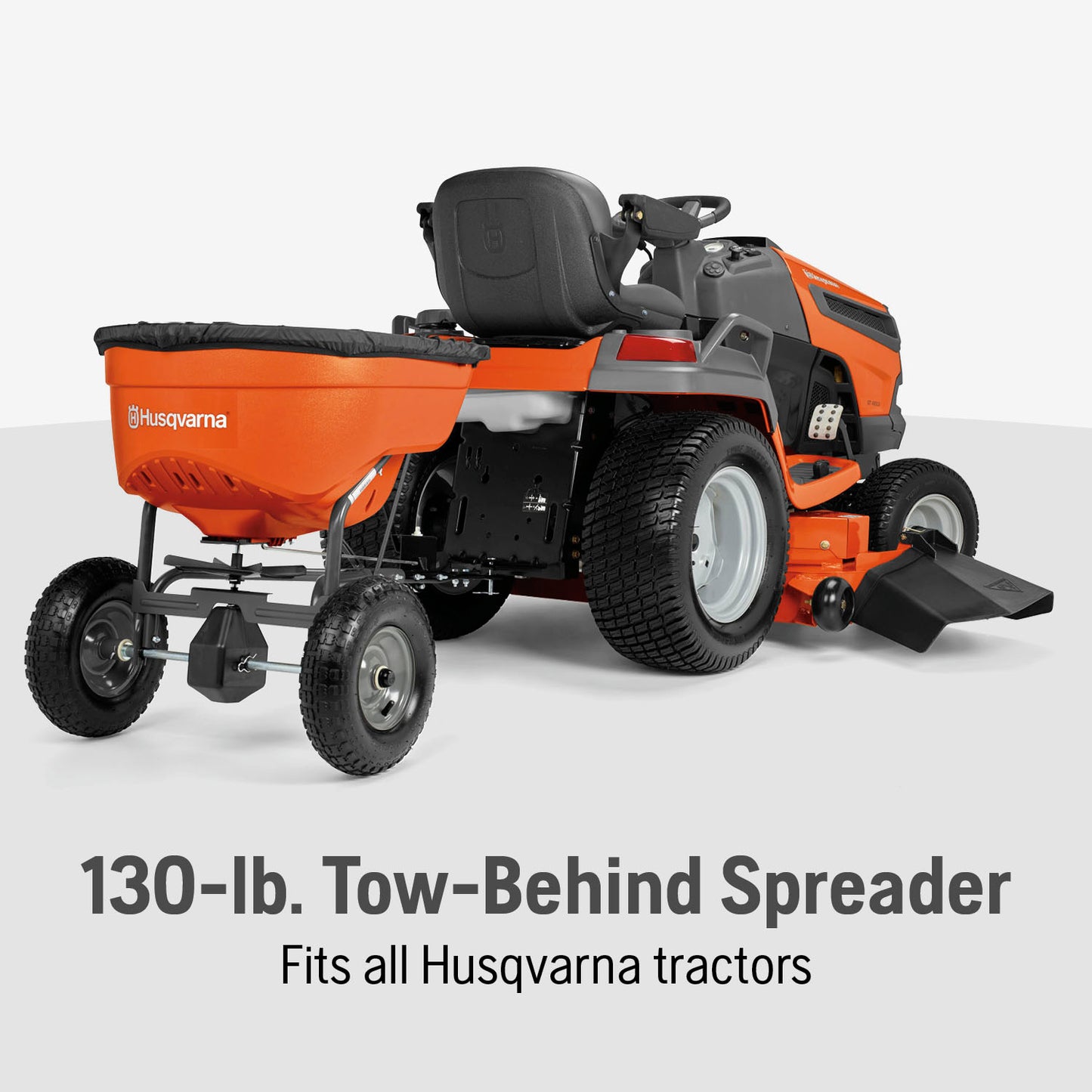 Husqvarna 130 Lb. Tow Behind Spreader with Hitch Pin, Tractor and Zero Turn Riding Mower Attachments