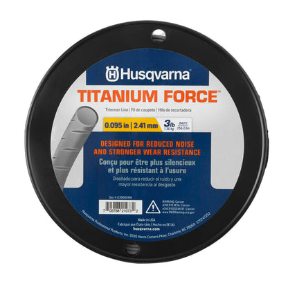 Husqvarna Titanium Force 0.095-Inch, 840-Foot Spooled String Trimmer Line, Professional Grade Copolymer Weed Eater Line