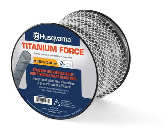 Husqvarna Titanium Force 0.095-Inch, 840-Foot String Trimmer Line Spool with Line Cutter, Professional Grade Copolymer Weed Eater Line with Line Cutter