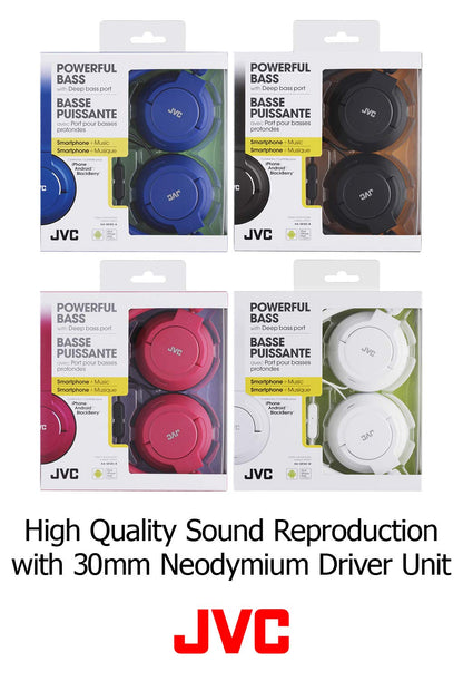 JVC Lightweight Flat Foldable On Ear Colorful Lightweight Foldable Headband with Mic, Black (HASR185B)