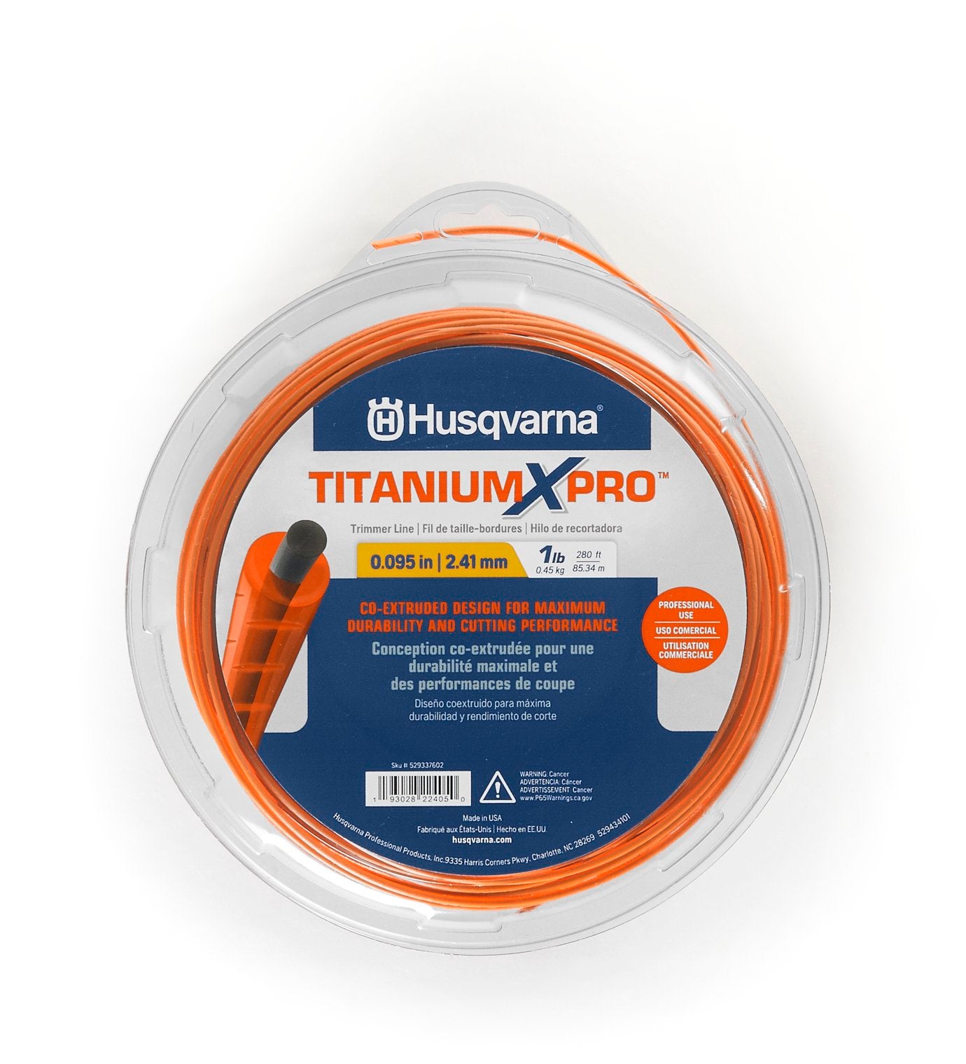 Husqvarna Titanium X-Pro Spooled .095 String Trimmer Line, 200-Foot, Professional Weed Eater Line