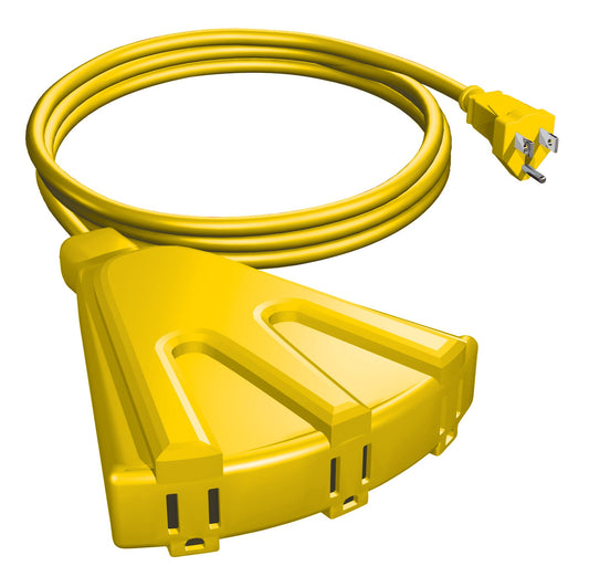 Stanley 34087 3-Outlet Outdoor Extension Cord, 8-Feet, Yellow