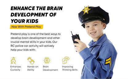 Skidz RC Kids Remote Control Police Car for Kids, RC Patrol Toy Car with Lights and Sirens for Boys; High Speed Remote Control cop car Racer, Police Car Toy Gift for Toddlers 3+ (Black)