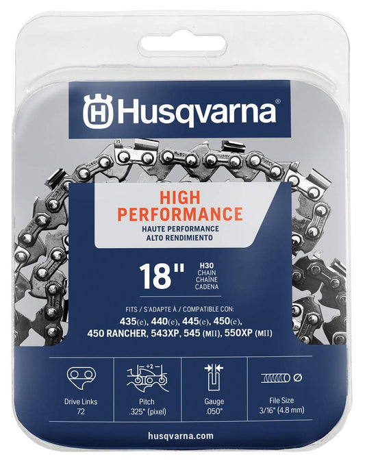 Husqvarna Chainsaw Chain 18-Inch .050 Gauge .325 Pitch Low Kickback Low-Vibration, Orange/Gray, 18 inches (531300439)
