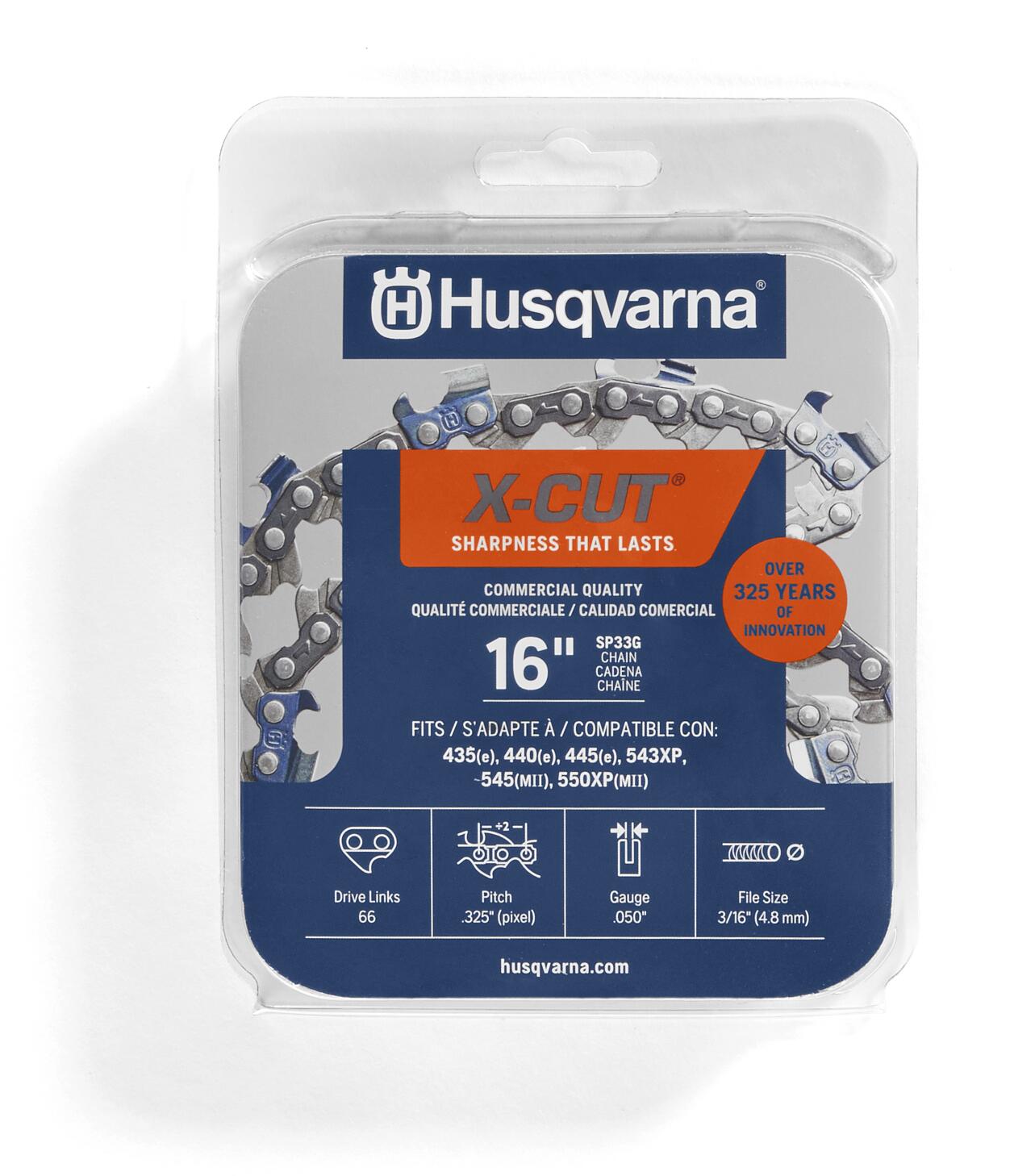 Husqvarna X-Cut SP33G 16 Inch Chainsaw Chain Replacement, .325" Pixel Pitch, .050" Gauge, and 66 Drive Links