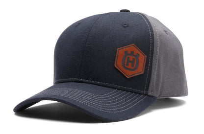 Husqvarna One Size Fits Most Unisex Leather Patch "H" Crown Logo Black Cotton Baseball Cap