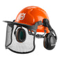 Husqvarna 592752602 Chainsaw Helmet with HDPE Shell, Face Shield, Ear Muffs and Sun Peak, Chainsaw Safety Gear