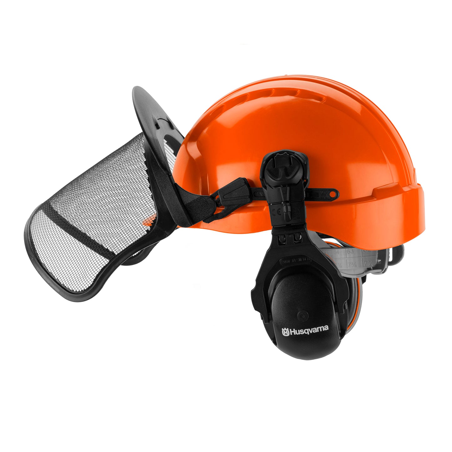 Husqvarna 592752601 Chainsaw Helmet with HDPE Shell, Face Shield, Ear Muffs and Sun Peak, Chainsaw Safety Gear