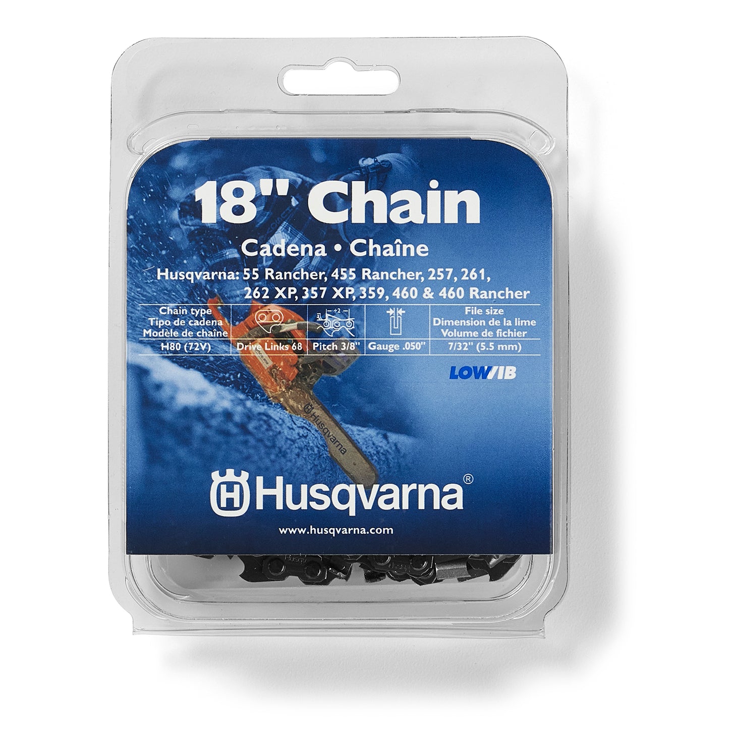 Husqvarna Rancher X H80 18 Inch Chainsaw Chain Replacement, 3/8" Pitch, .050" Gauge, and 68 Drive Links