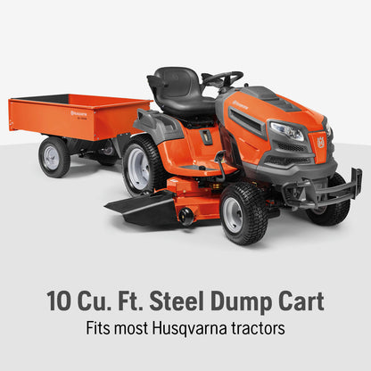 Husqvarna DC1000S 12 Cu. Ft. Steel Swivel Dump Cart Lawn Mower Attachments with 1000-Lb. Weight Capacity