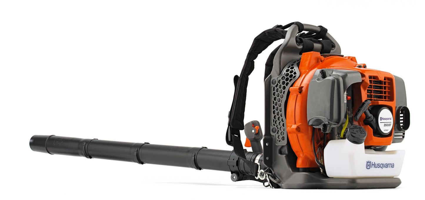 Husqvarna 350BT Gas Leaf Blower, 50.2-cc 2.1-HP 2-Cycle Backpack Leaf Blower with 692-CFM, 180-MPH, 21-N Powerful Clearing Performance