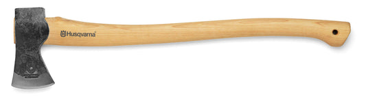 Husqvarna 26-Inch Wooden Multipurpose Axe, Single Bit Felling Axe with Hickory Handle and Hand-Forged Swedish Steel, Includes Leather Edge Cover