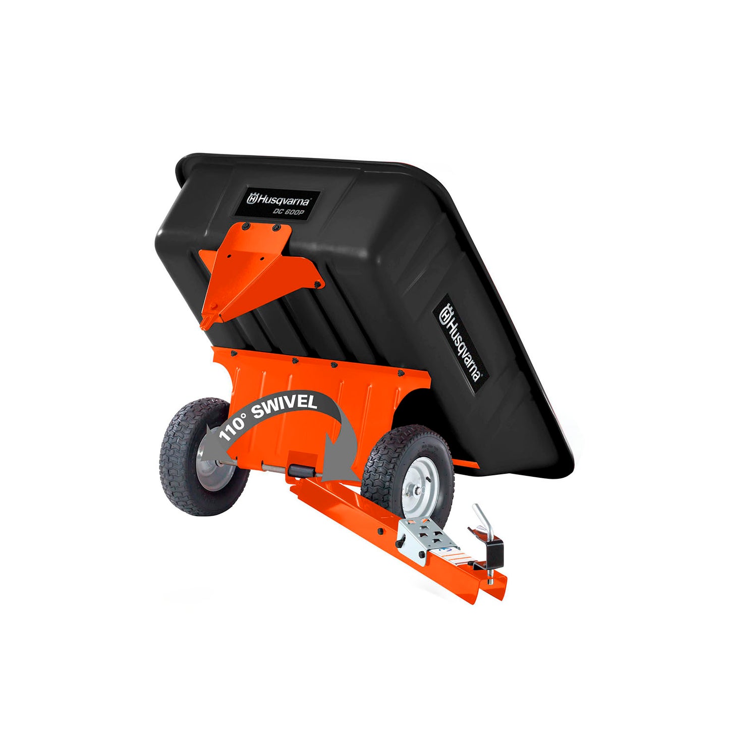 Husqvarna DC600p 10 Cu. Ft. Poly Swivel Utility Dump Cart, Lawn Mower Attachments with 600-Lb. Weight Capacity