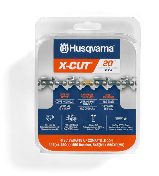 Husqvarna X-Cut SP33G 20 Inch Chainsaw Chain Replacement, .325" Pixel Pitch, .050" Gauge, and 80 Drive Links