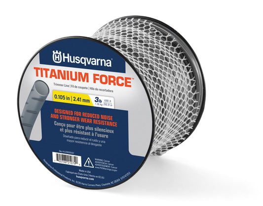 Husqvarna Titanium Force 0.105-Inch, 690-Foot String Trimmer Line Spool with Line Cutter, Professional Grade Copolymer Weed Eater Line with Line Cutter