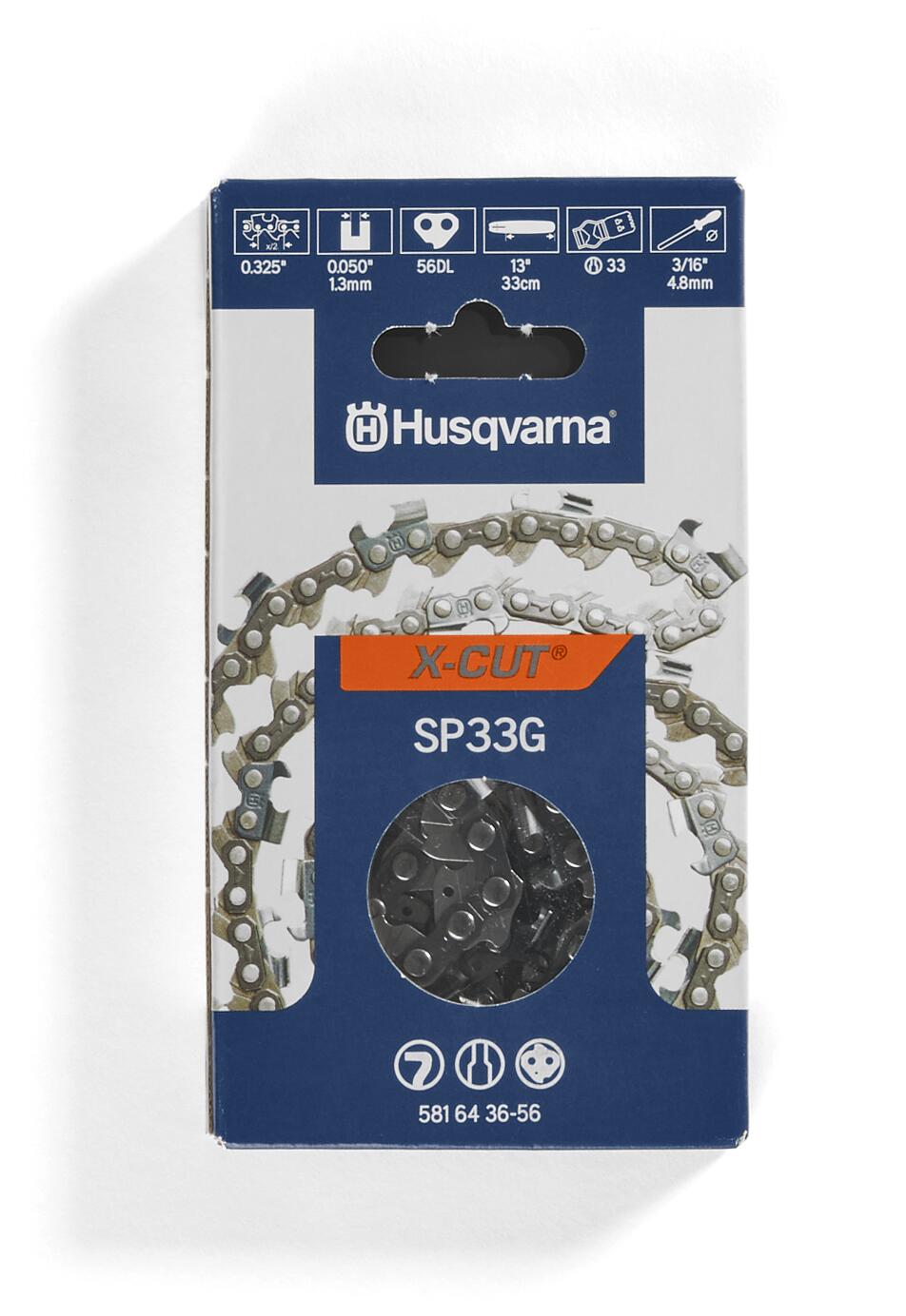 Husqvarna X-Cut SP33G 13 Inch Chainsaw Chain Replacement, .325" Pixel Pitch, .050" Gauge, and 56 Drive Links