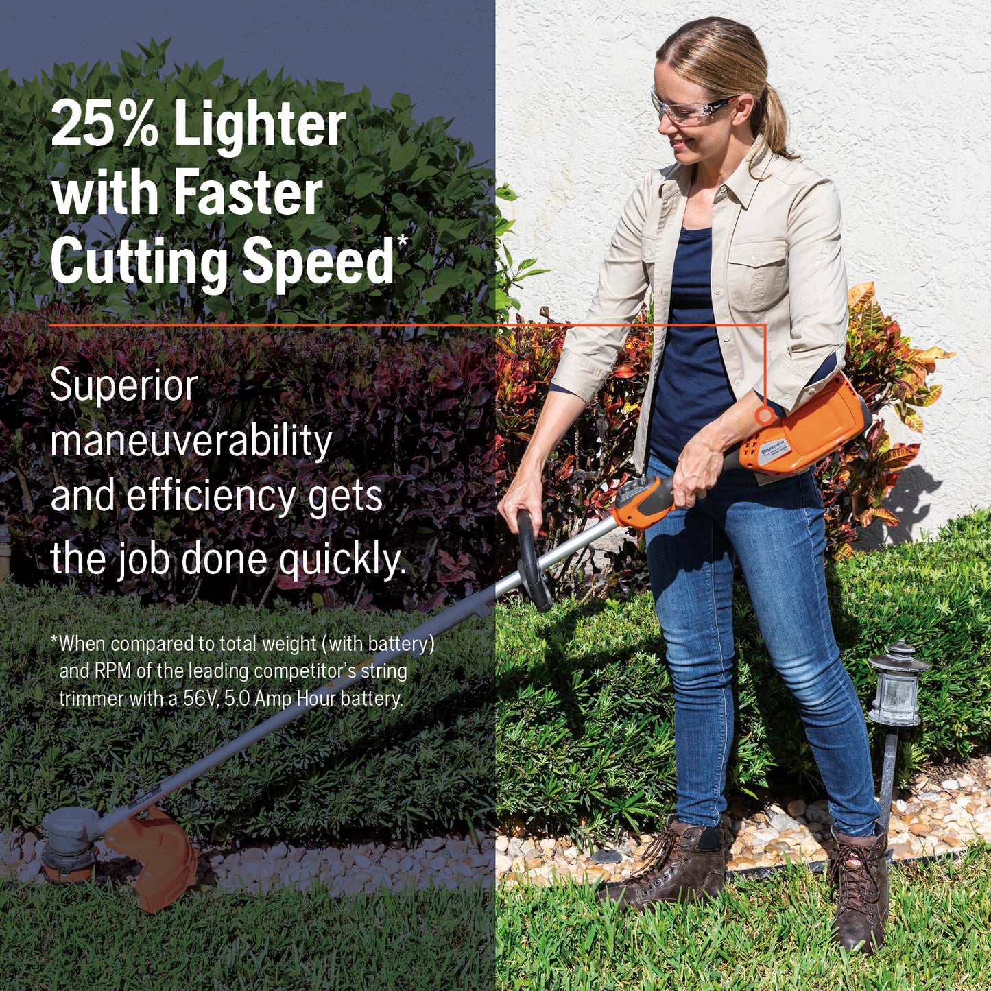 Husqvarna 320iL 16 inch Dual Direction Straight Shaft 40V Battery Powered Cordless String Trimmer, 4 Ah Battery and Charger Included