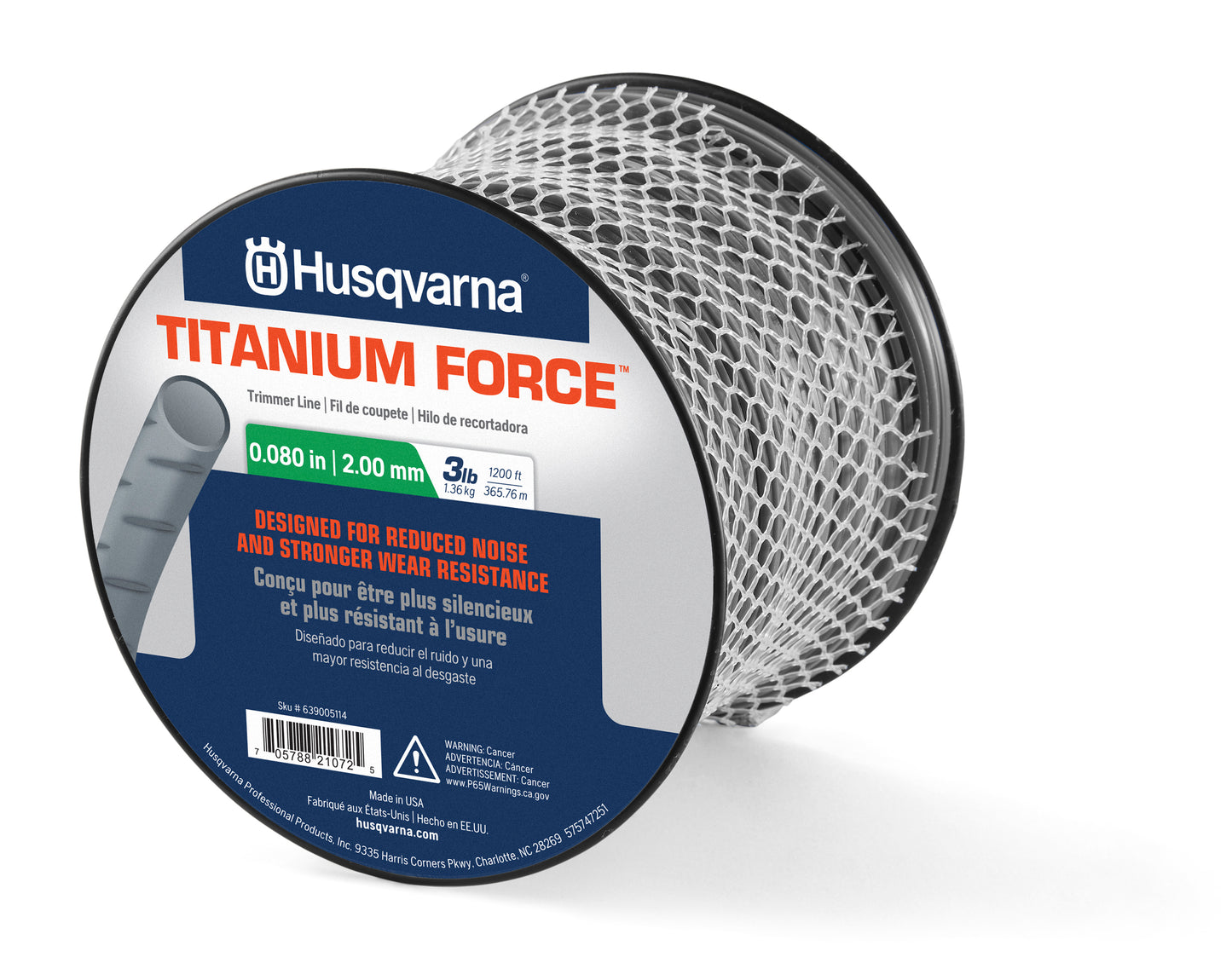 Husqvarna 639005114 Commercial Grade Titanium Force .080 3lb Trimmer Line Spool