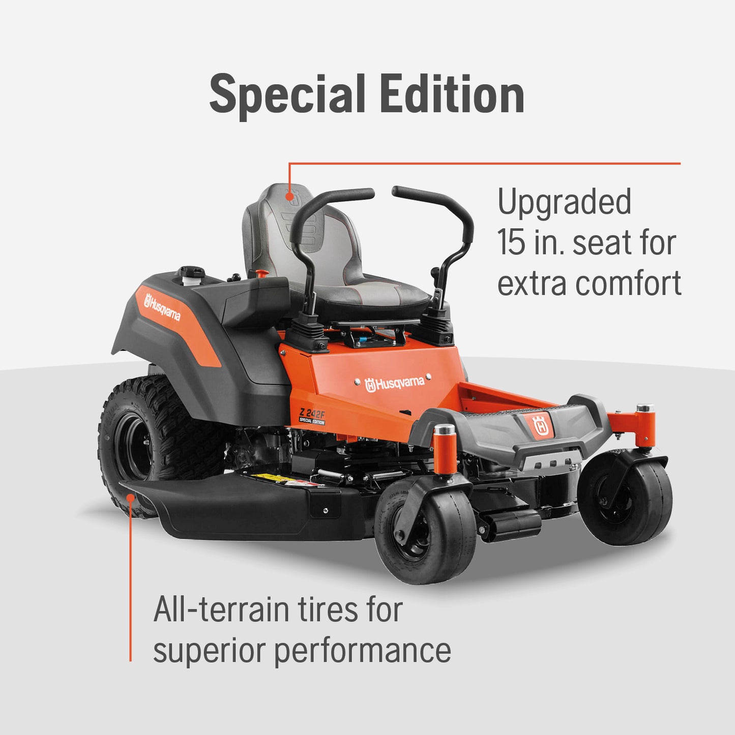 Husqvarna Z242F Special Edition 42 Inch, 18-HP Kawasaki V-Twin Engine, Dual Hydrostatic Transmission, Zero Turn Lawn Mower