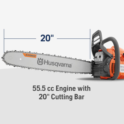 Husqvarna 455 Rancher 55-cc 20 inch Gas Chainsaw, .050” gauge and 3/8” Pitch