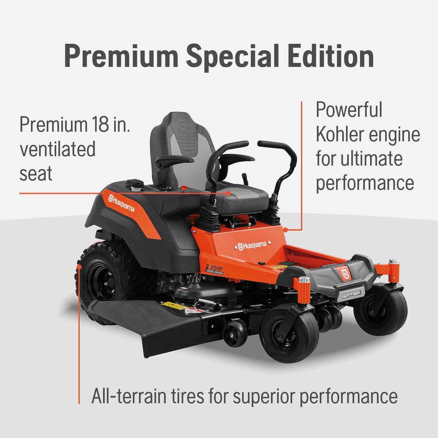 Husqvarna Z254F Premium Special Edition 54 Inch, 26-HP Kohler V-Twin Engine, Dual Hydrostatic Transmission, Zero Turn Lawn Mower