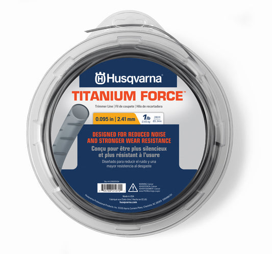 Husqvarna Titanium Force 0.095-Inch, 280-Foot String Trimmer Line Spool with Line Cutter, Professional Grade Copolymer Weed Eater Line