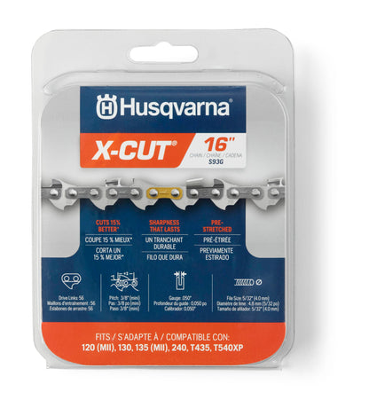 Husqvarna X-Cut S93G 16 Inch Chainsaw Chain Replacement, 3/8" Mini Pitch, .050" Gauge, and 56 Drive Links