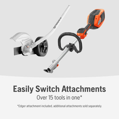 Husqvarna 330iKE Curved shaft 40V Battery Powered Cordless Attachment Capable Combi Switch and Edger Attachment with, 4 Ah Battery and Charger Included