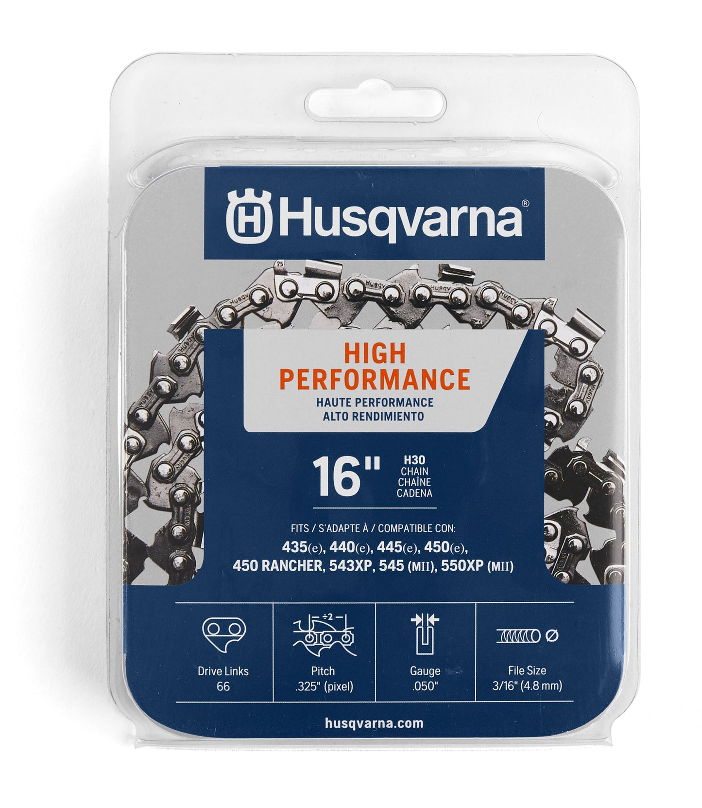 Husqvarna H30 Narrow Kerf 16 Inch Chainsaw Chain Replacement, .325" Pitch, .050" Gauge, and 66 Drive Links