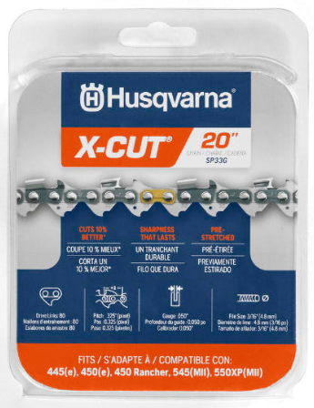 Husqvarna X-Cut SP33G 20 Inch Chainsaw Chain Replacement, .325" Pitch, .050" Gauge, and 80 Drive Links